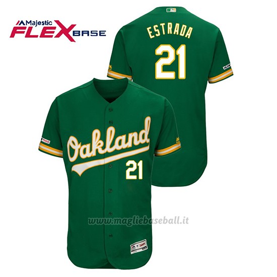 Maglia Baseball Uomo Oakland Athletics Marco Estrada 150th Aniversario Patch Flex Base Kelly Verde